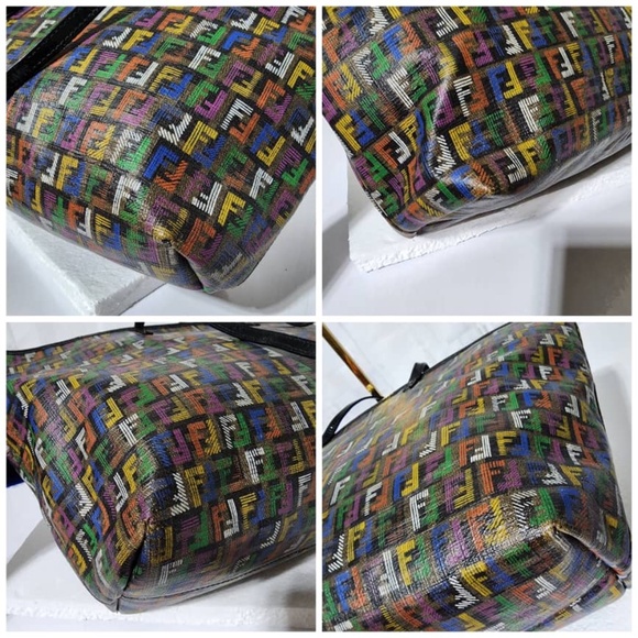Authentic Fendi Multicolored Zucca Coated Canvas Large Roll Tote Bag - Picture 12 of 15